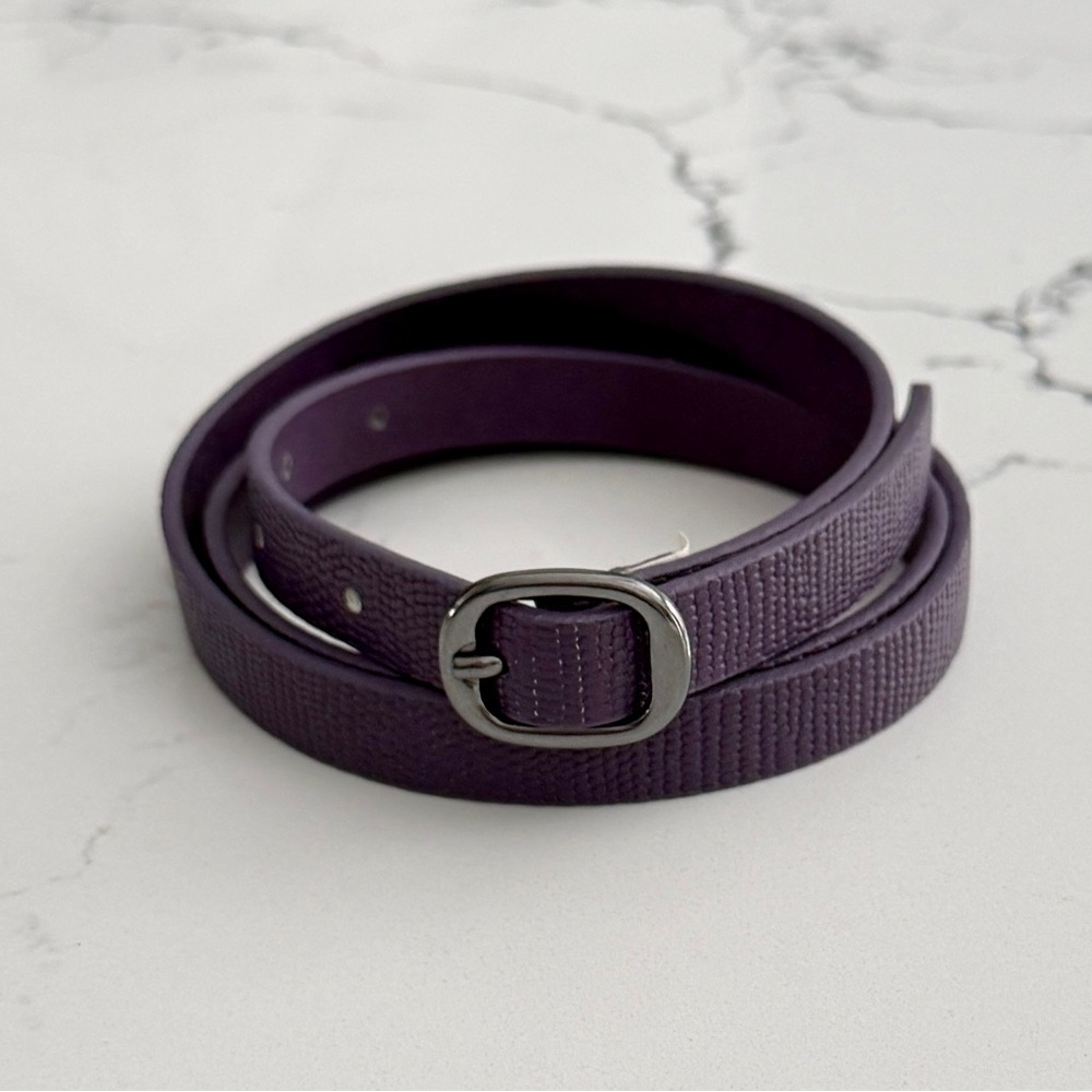 Mexx Purple Textured Leather Belt with Silver Buckle